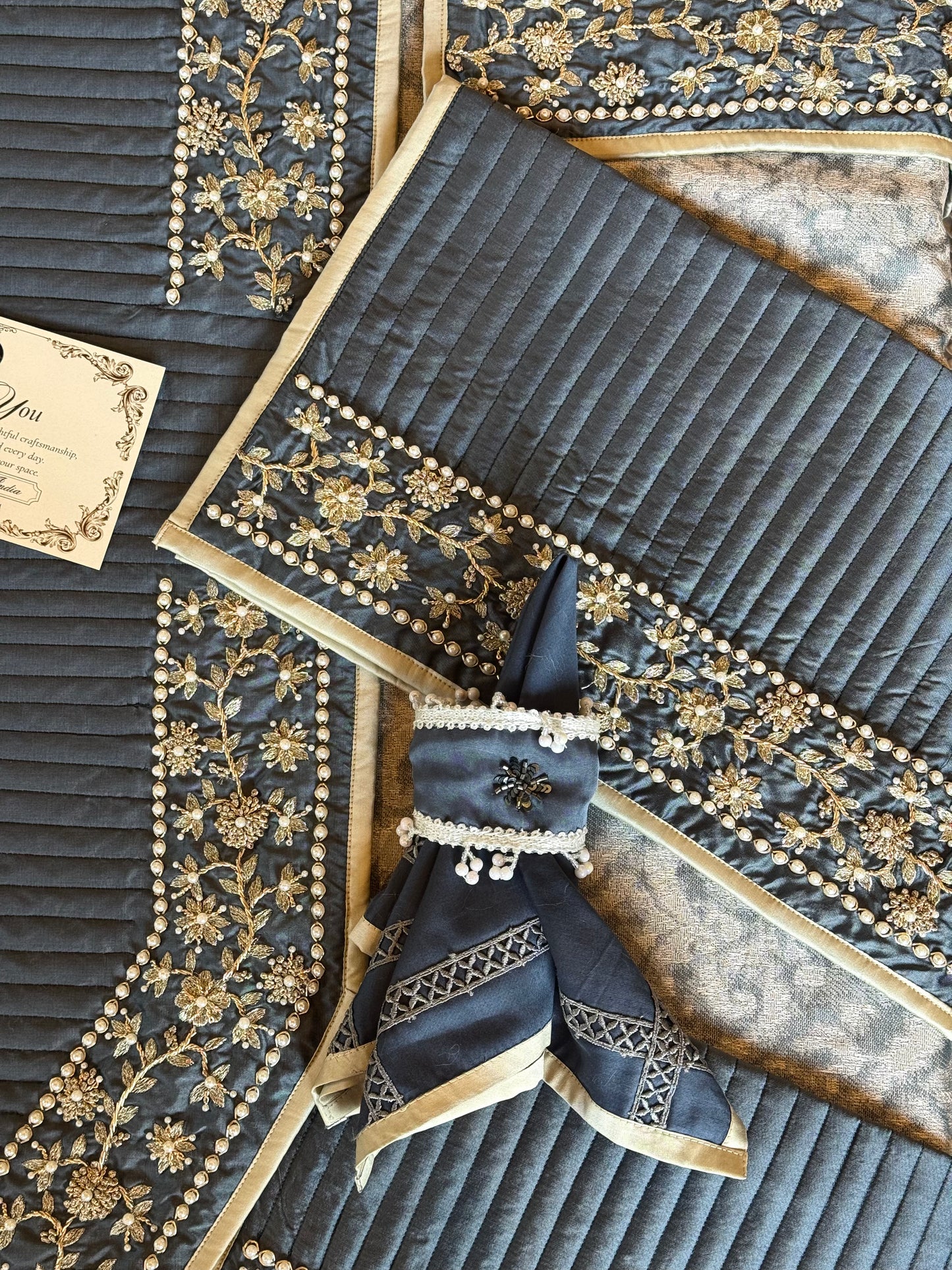 The Deep Blue Regal Weave Table Linen Set