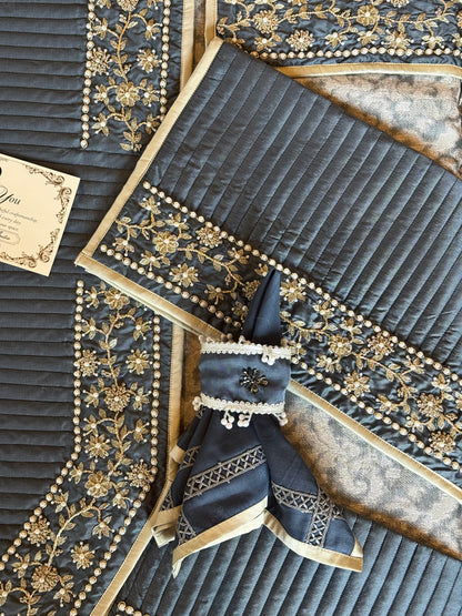 The Deep Blue Regal Weave Table Linen Set