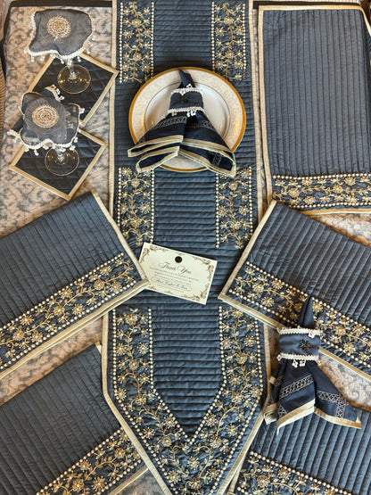 The Deep Blue Regal Weave Table Linen Set