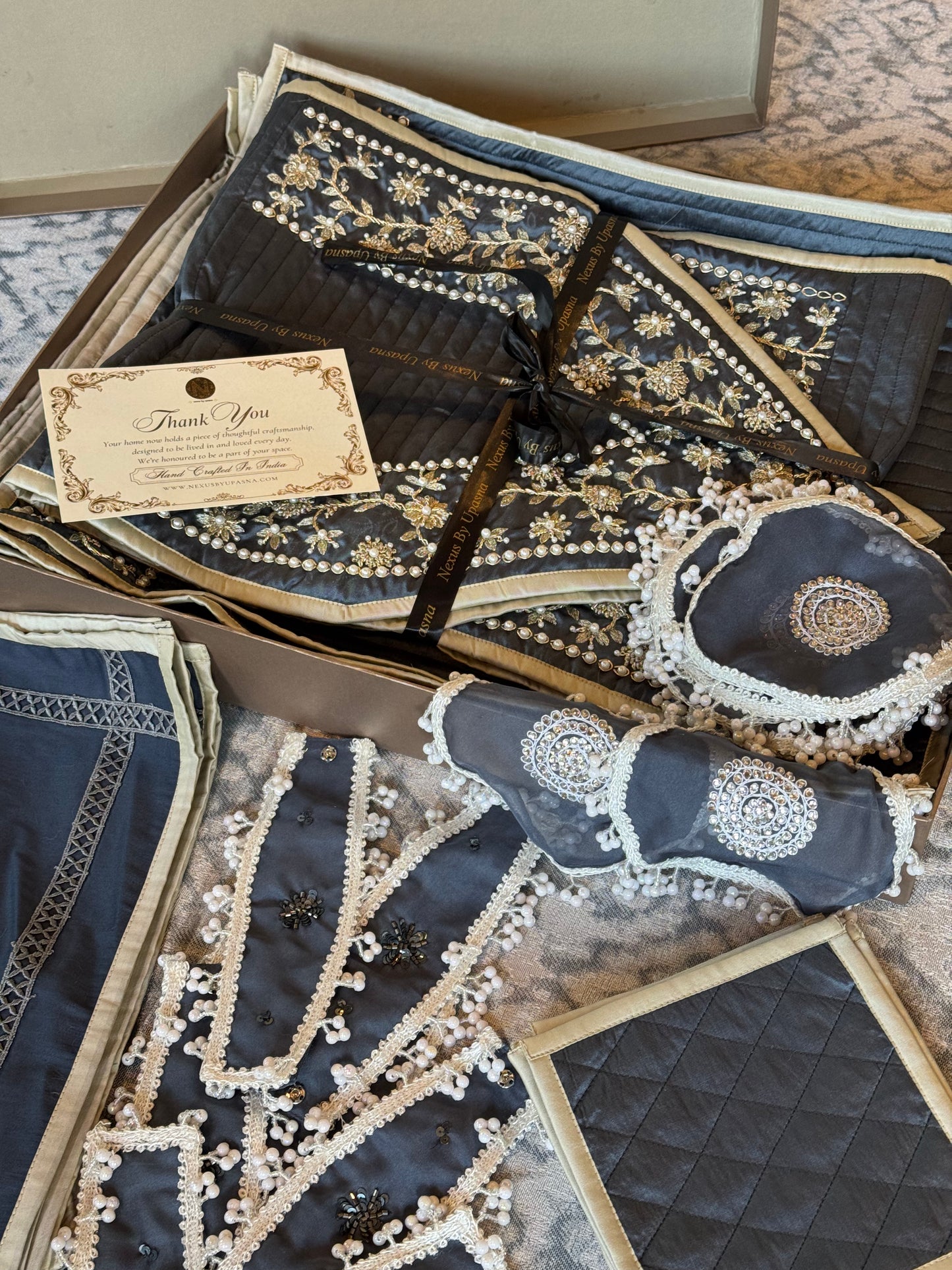 The Deep Blue Regal Weave Table Linen Set