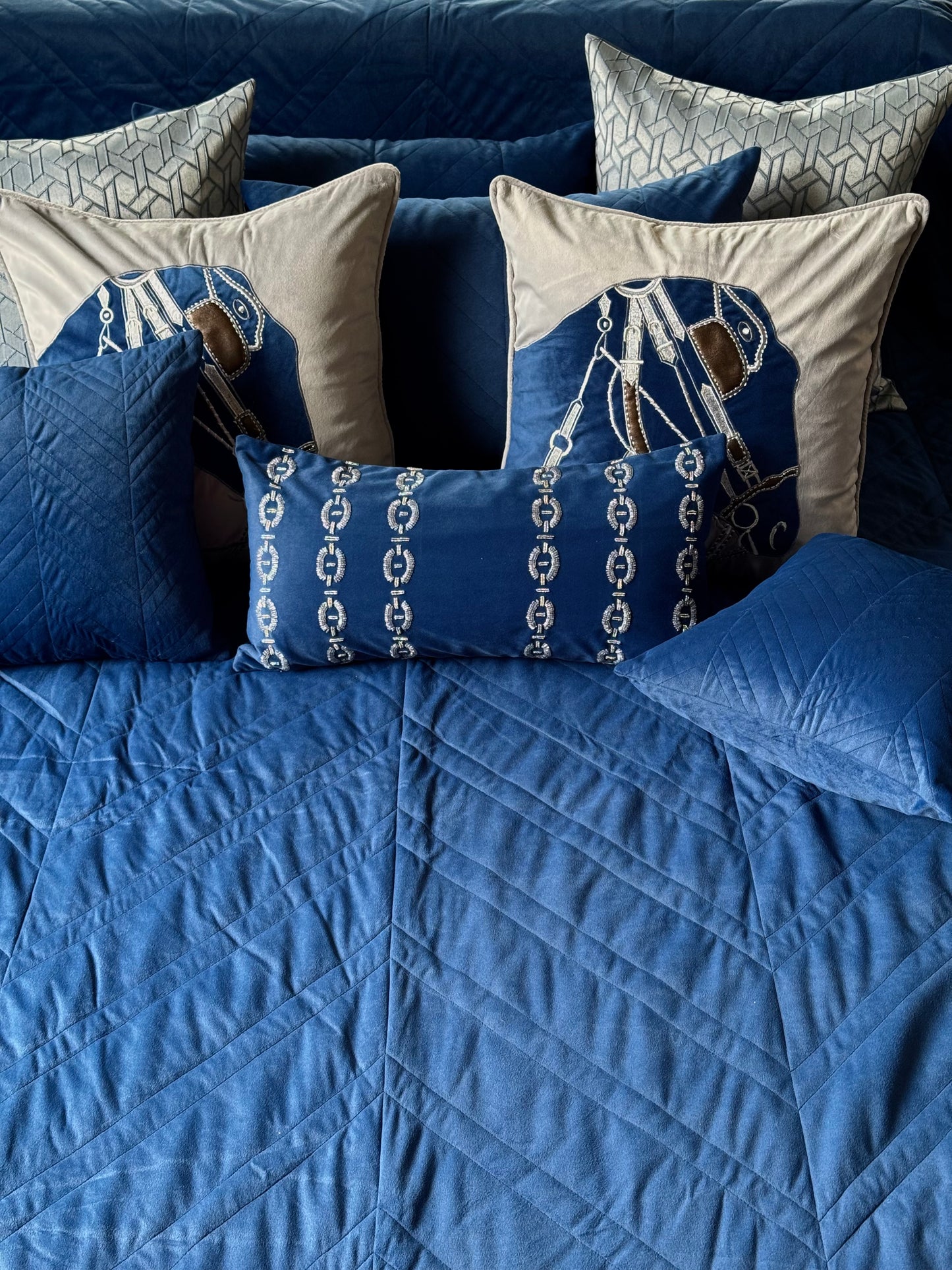 The Bright Blue Horse Bedding Set