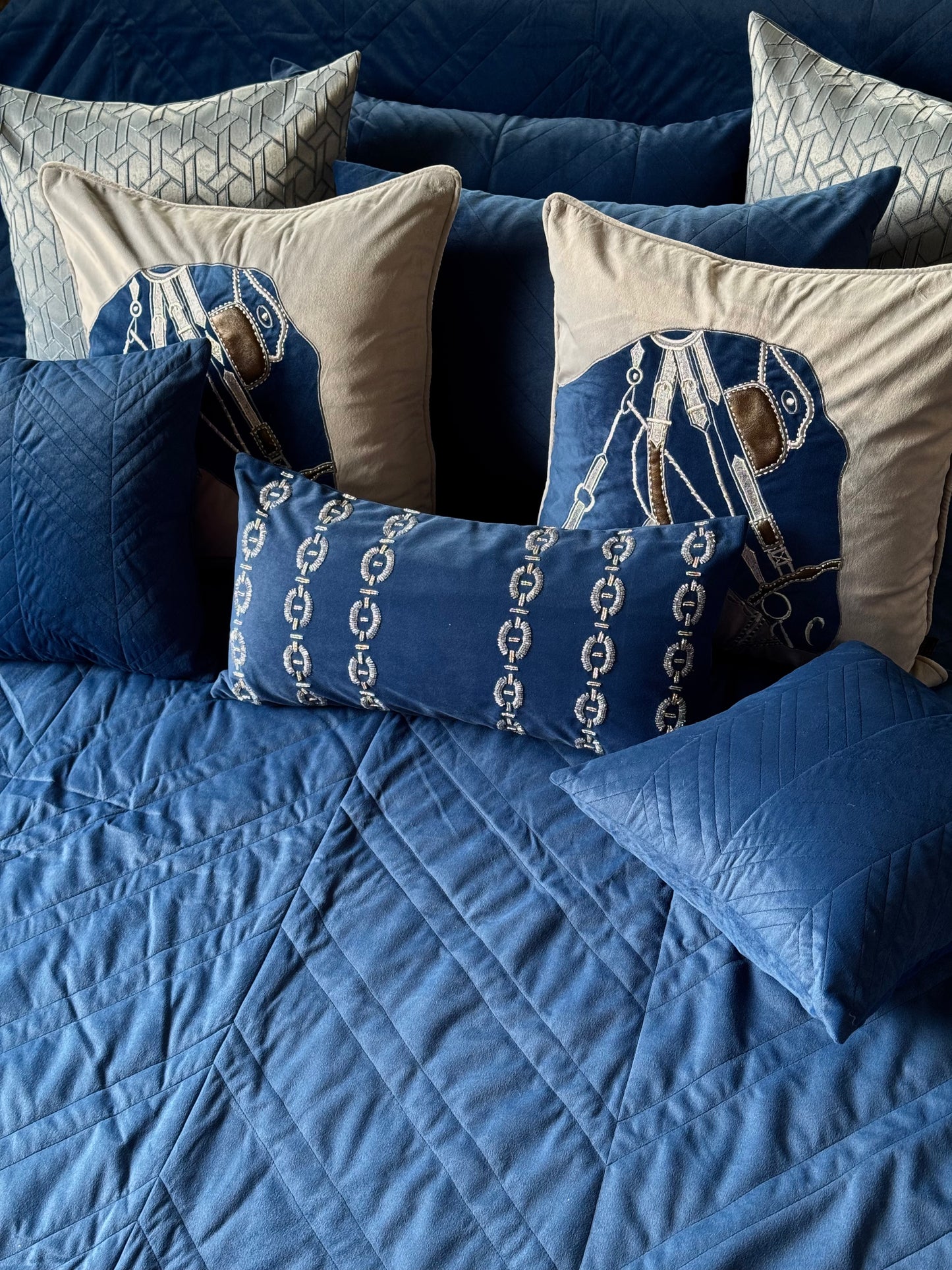 The Bright Blue Horse Bedding Set