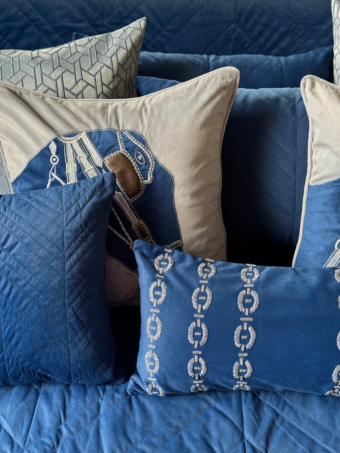 The Bright Blue Horse Bedding Set