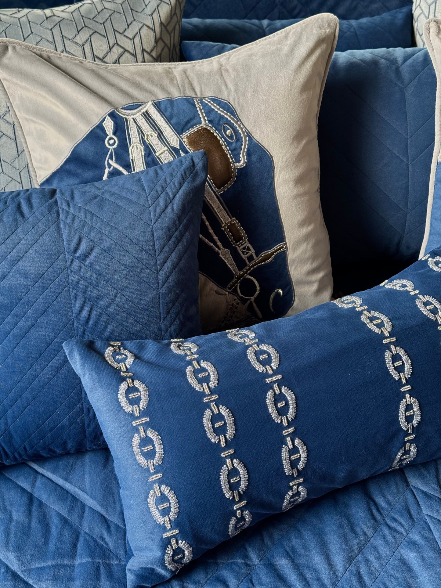 The Bright Blue Horse Bedding Set