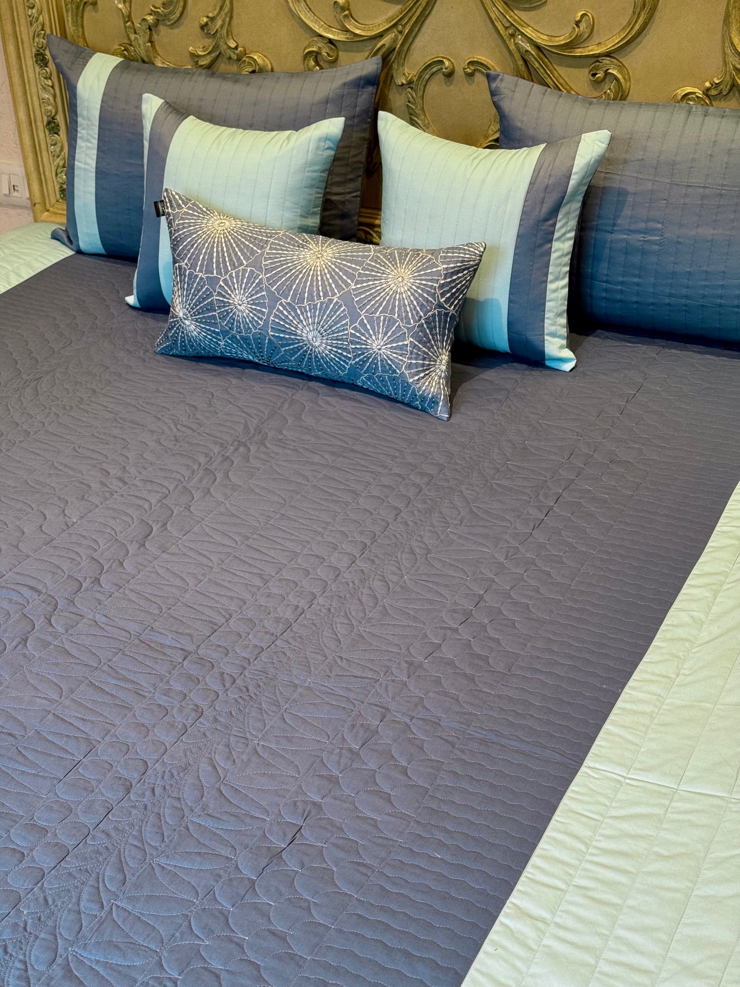 The Cotton Blue Madona Bedding Set