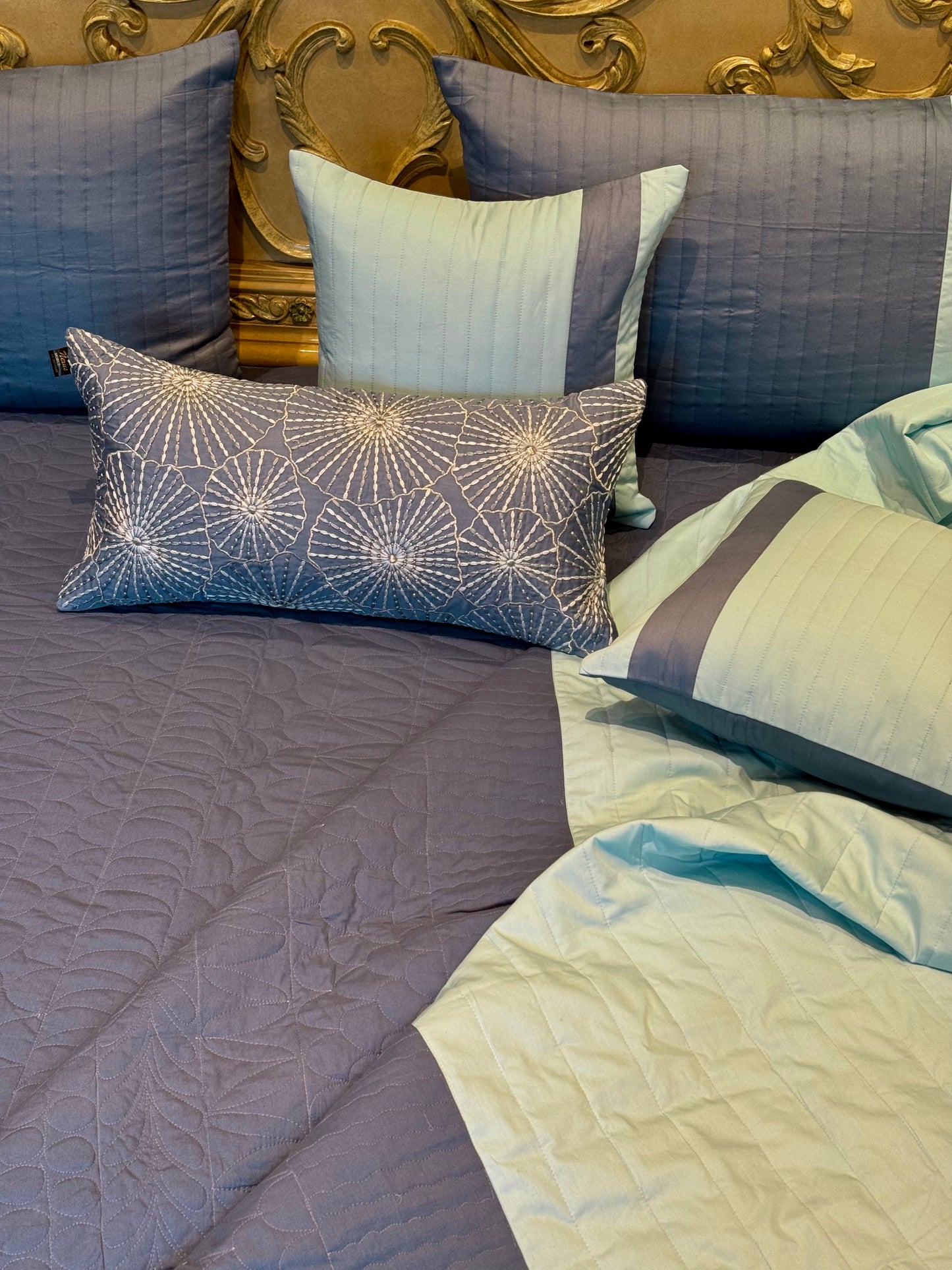 The Cotton Blue Madona Bedding Set