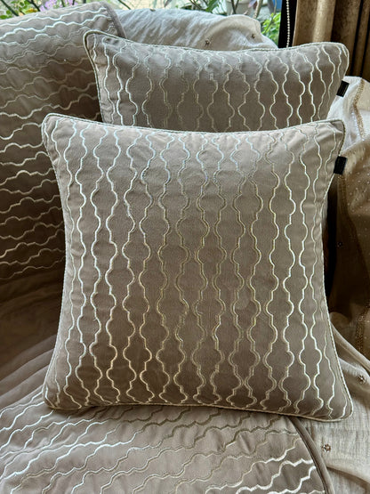 The Dark Beige Zari Cushion Cover