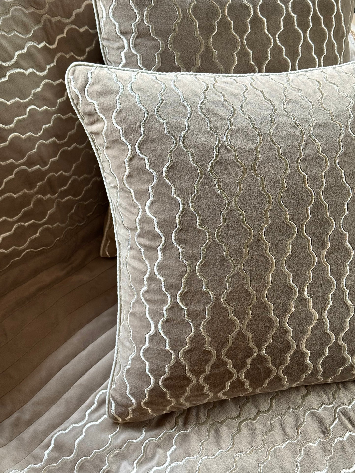 The Dark Beige Zari Cushion Cover
