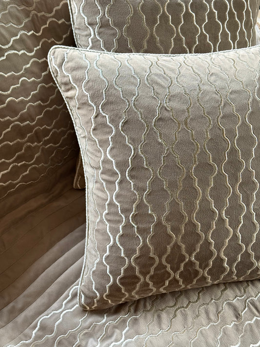 The Dark Beige Zari Cushion Cover