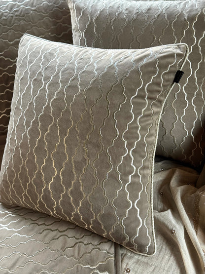 The Dark Beige Zari Cushion Cover