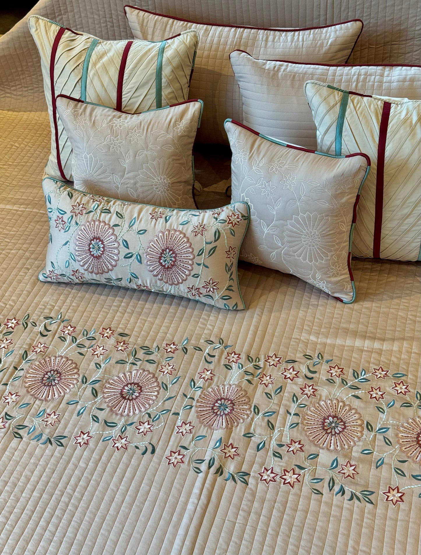 The Beige Rosette Bedding Set