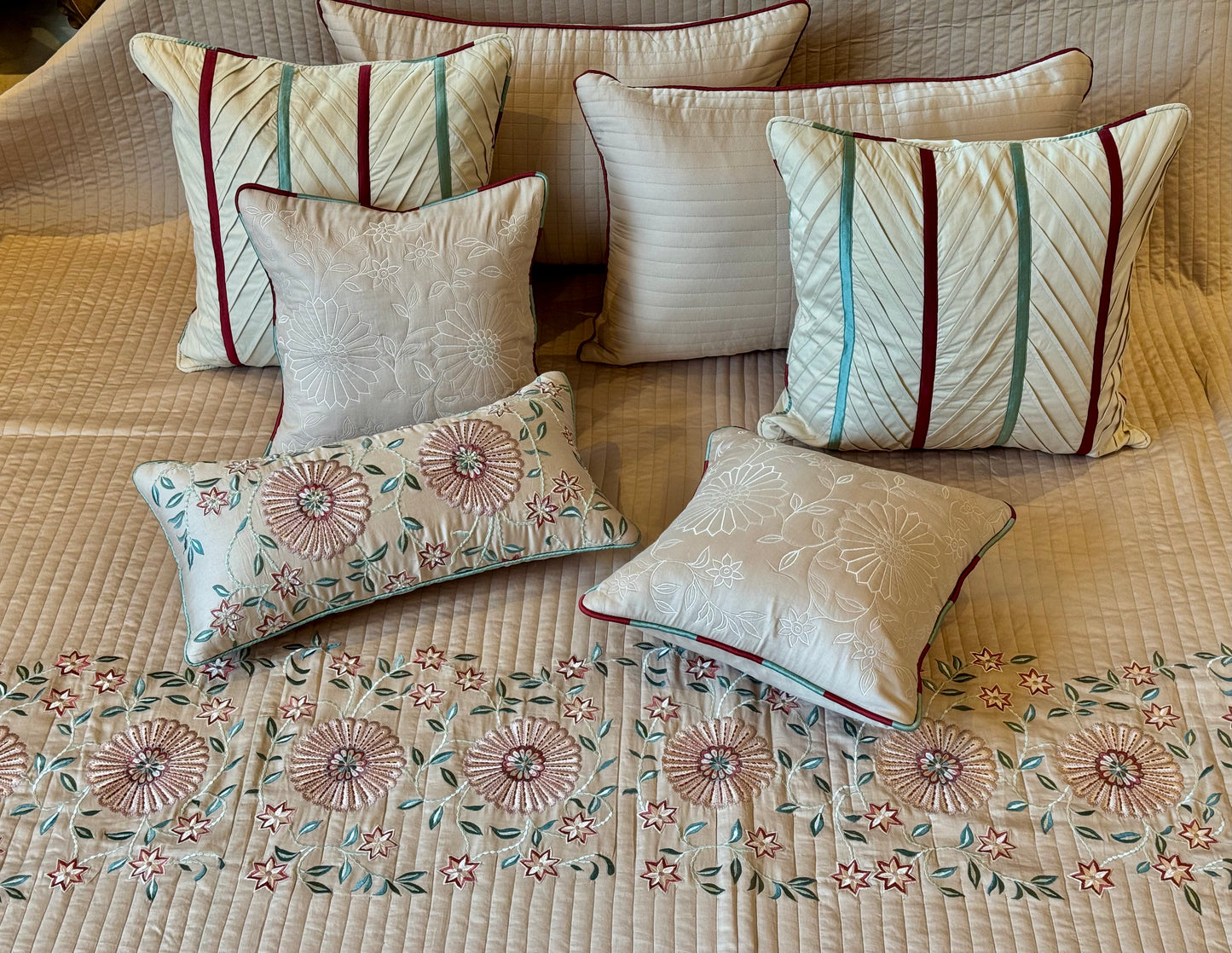 The Beige Rosette Bedding Set