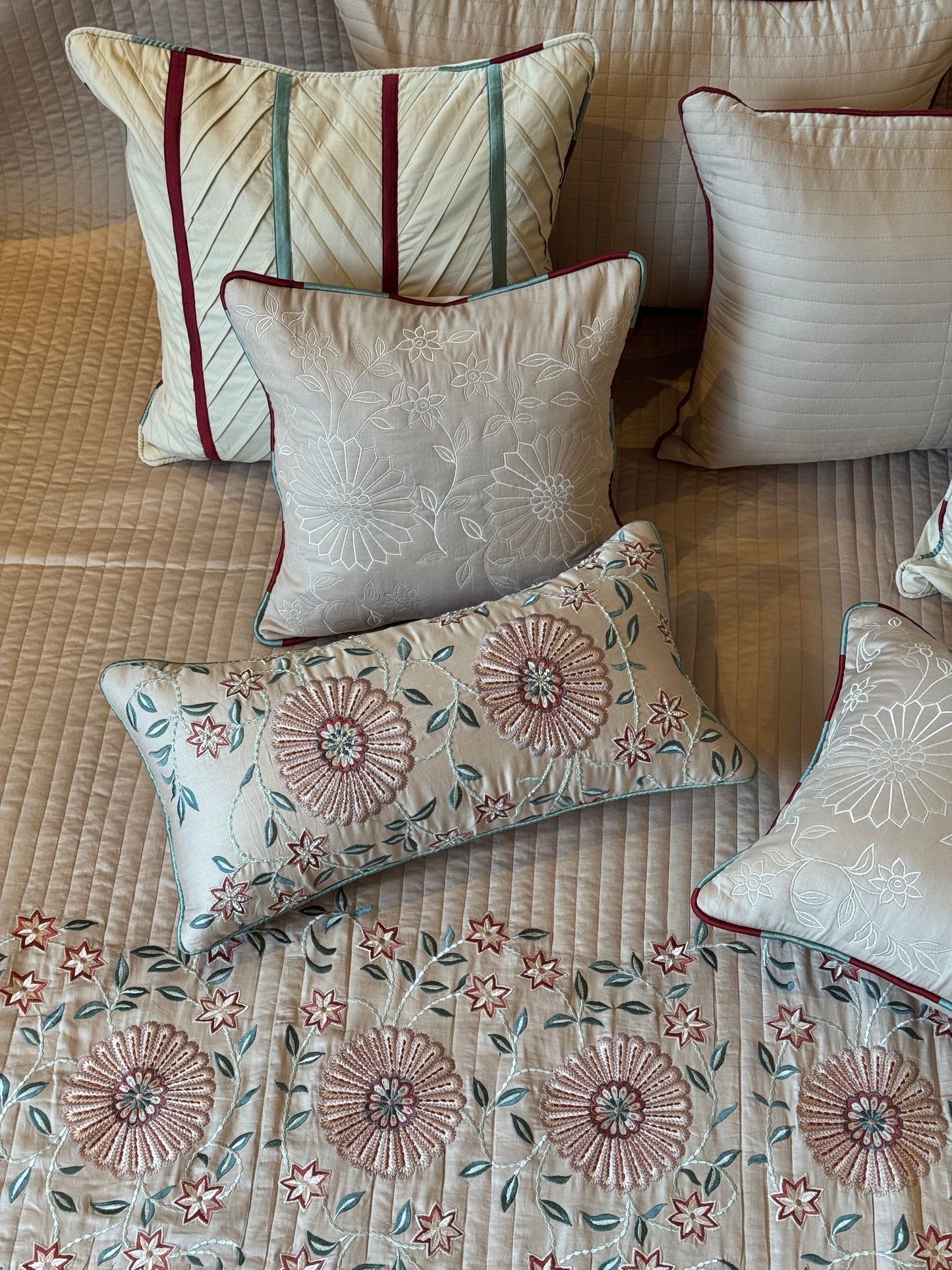 The Beige Rosette Bedding Set