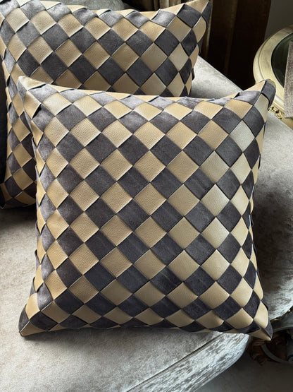 The Gold & Brown Chessboard Cushion Cover