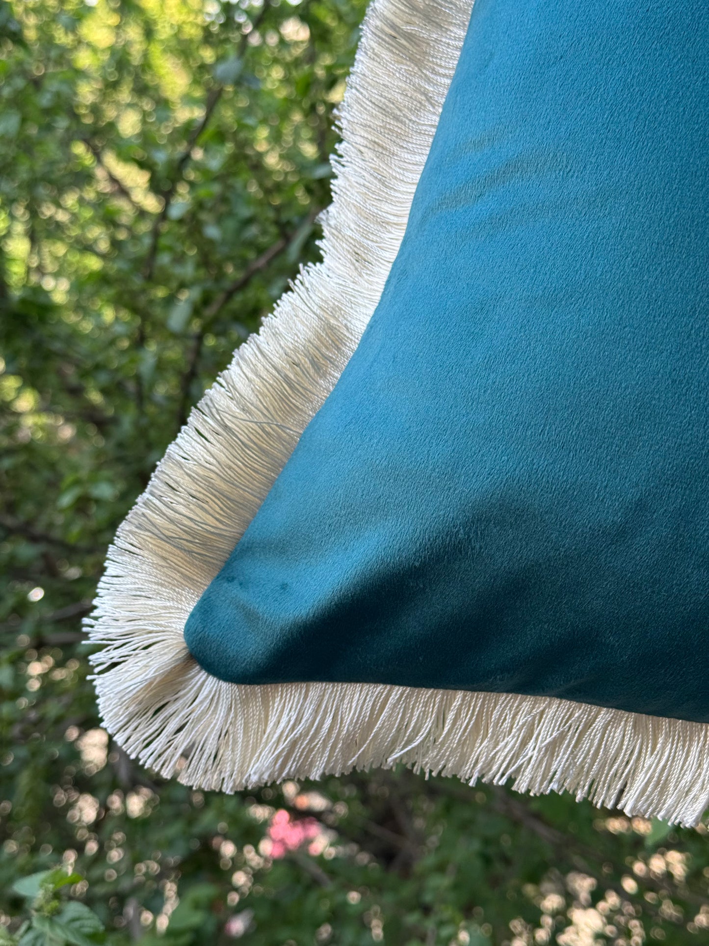 The Teal Fringe Cushion Cover