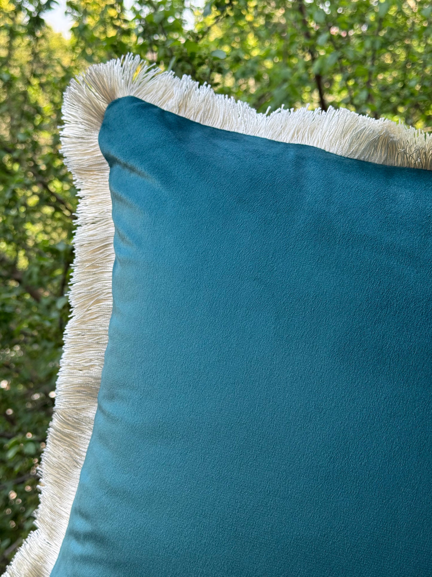 The Teal Fringe Cushion Cover
