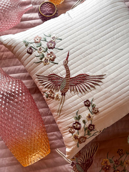 THE BLUSH PINK BIRD CUSHION COVER
