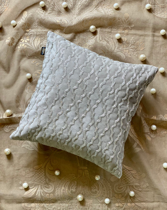 THE LIGHT GREY GLASS BEAD CUSHION COVER