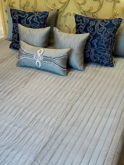The Grey Blue Swirl Bedding Set