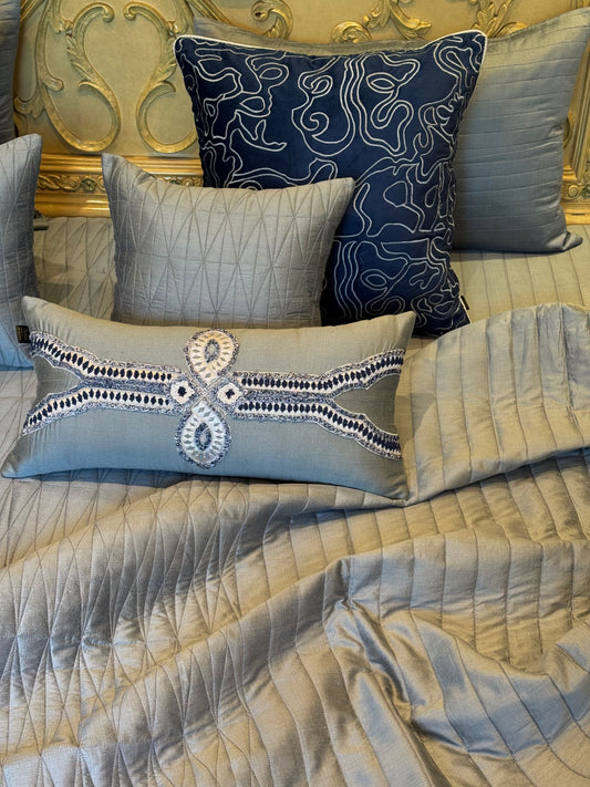 The Grey Blue Swirl Bedding Set