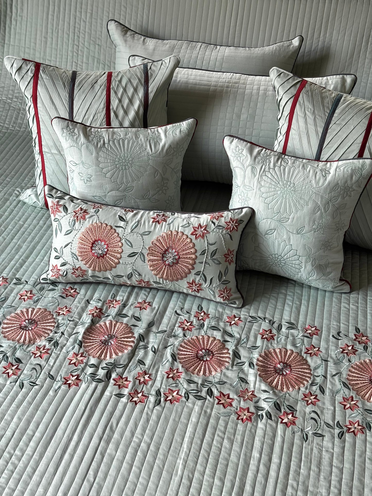 The Soft Aqua Rosette Bedding Set