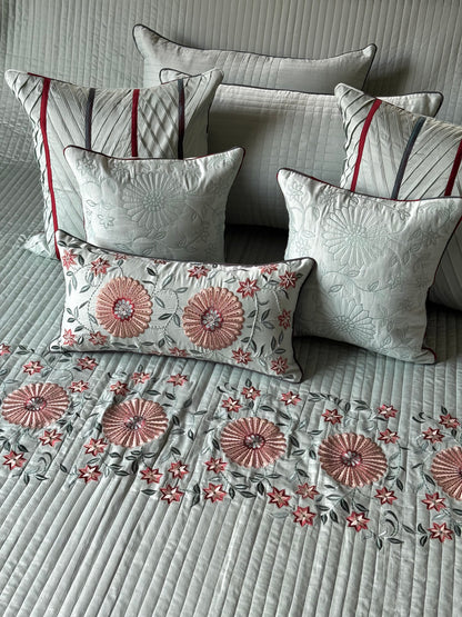 The Soft Aqua Rosette Bedding Set