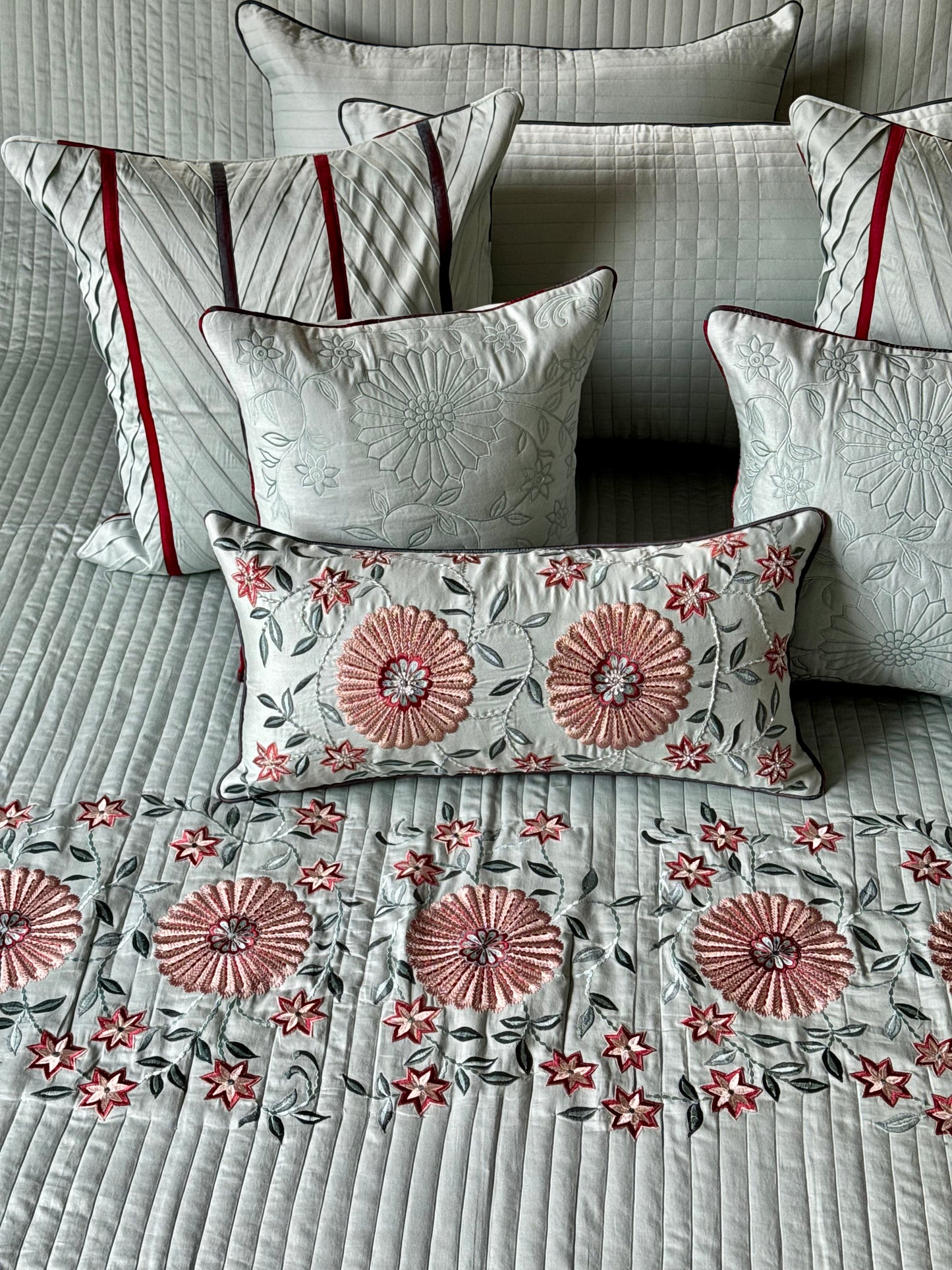 The Soft Aqua Rosette Bedding Set