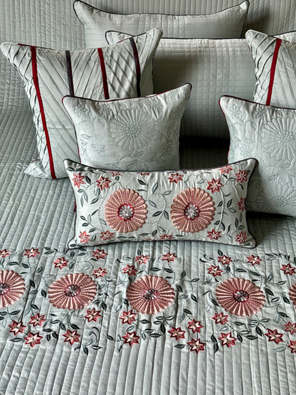 The Soft Aqua Rosette Bedding Set
