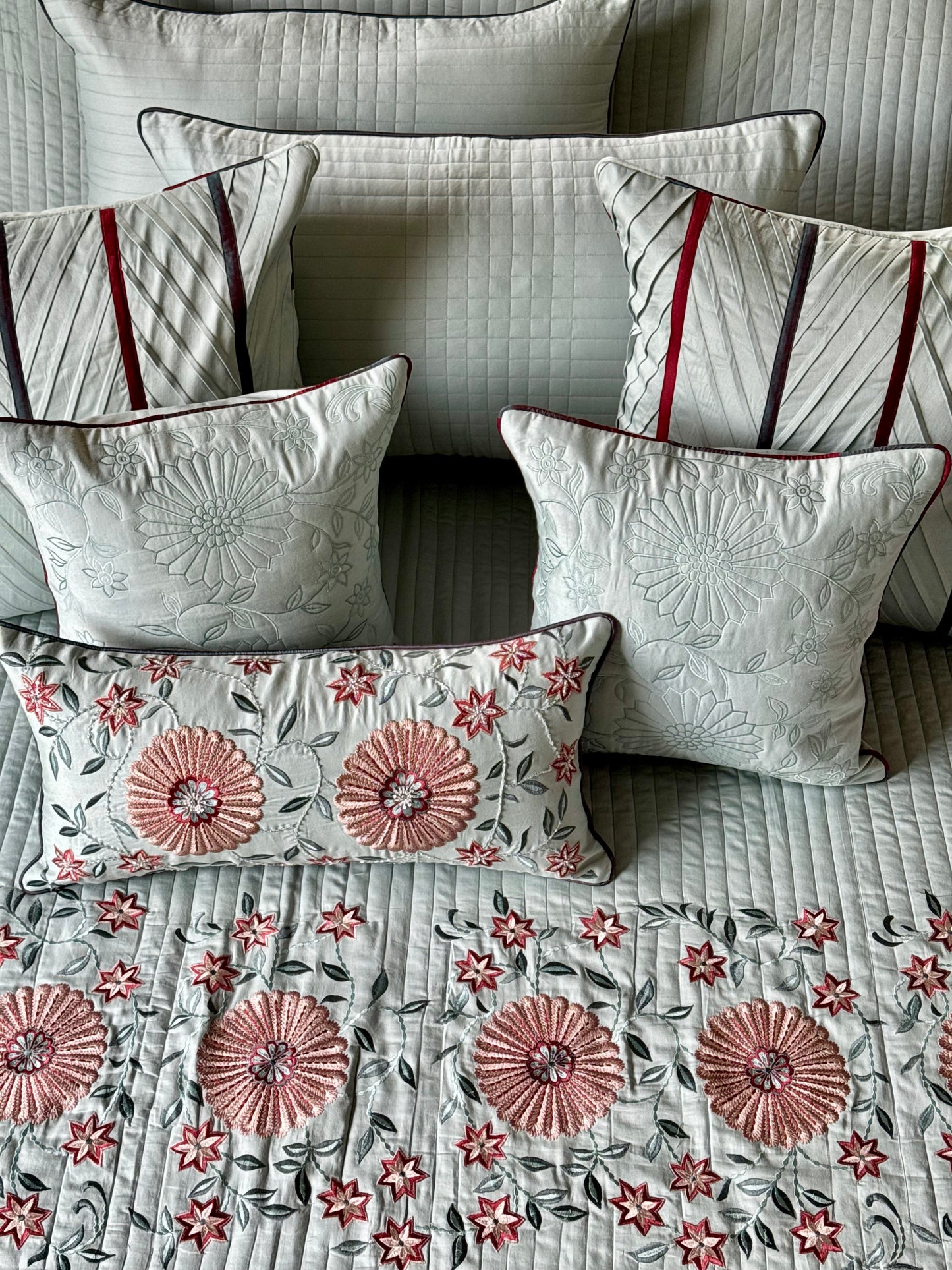 The Soft Aqua Rosette Bedding Set