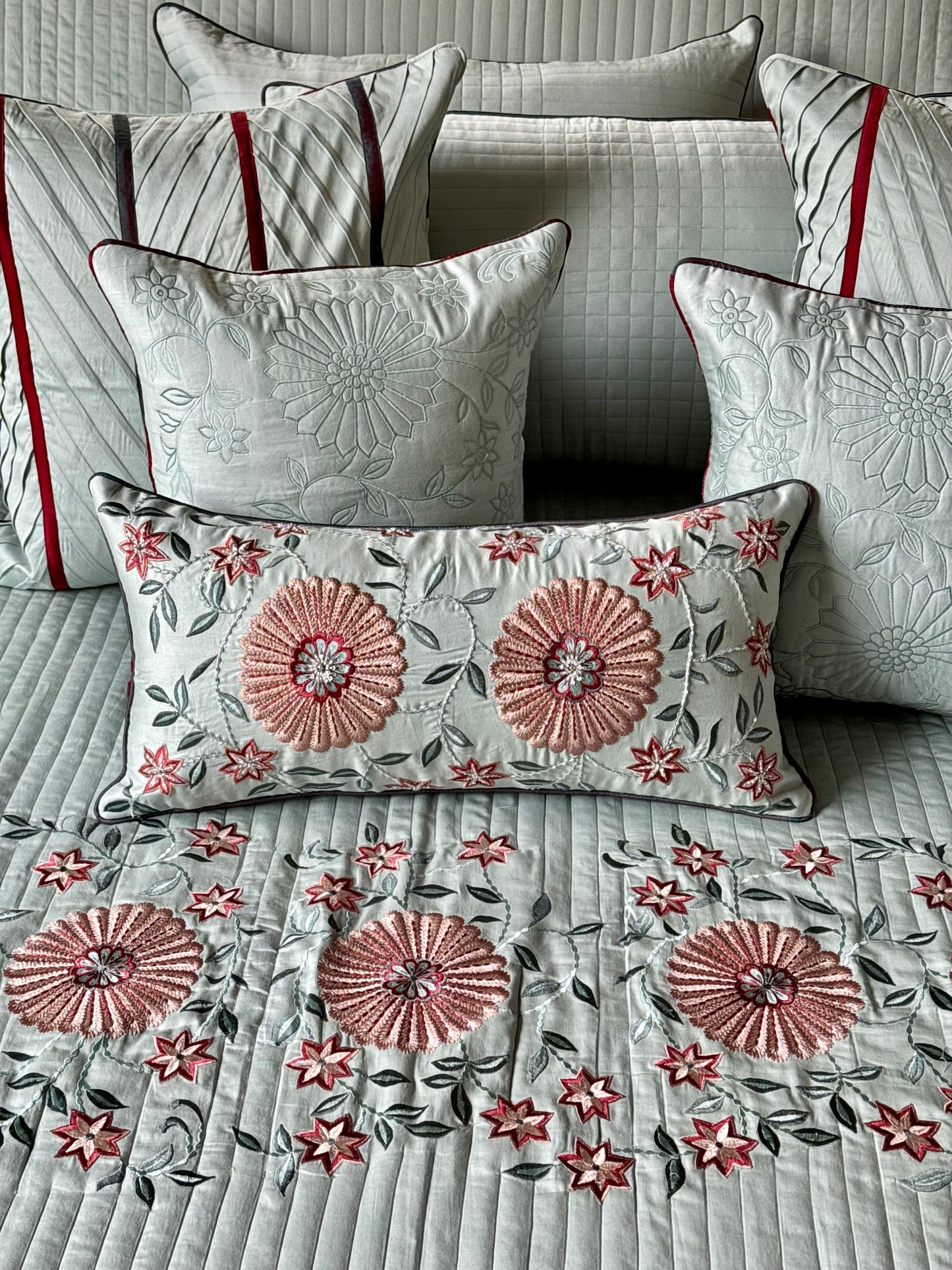 The Soft Aqua Rosette Bedding Set