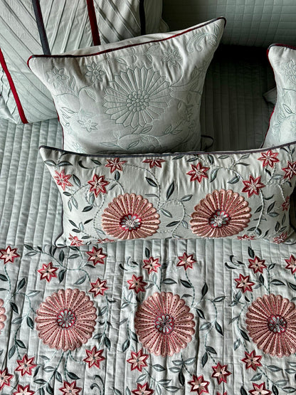 The Soft Aqua Rosette Bedding Set