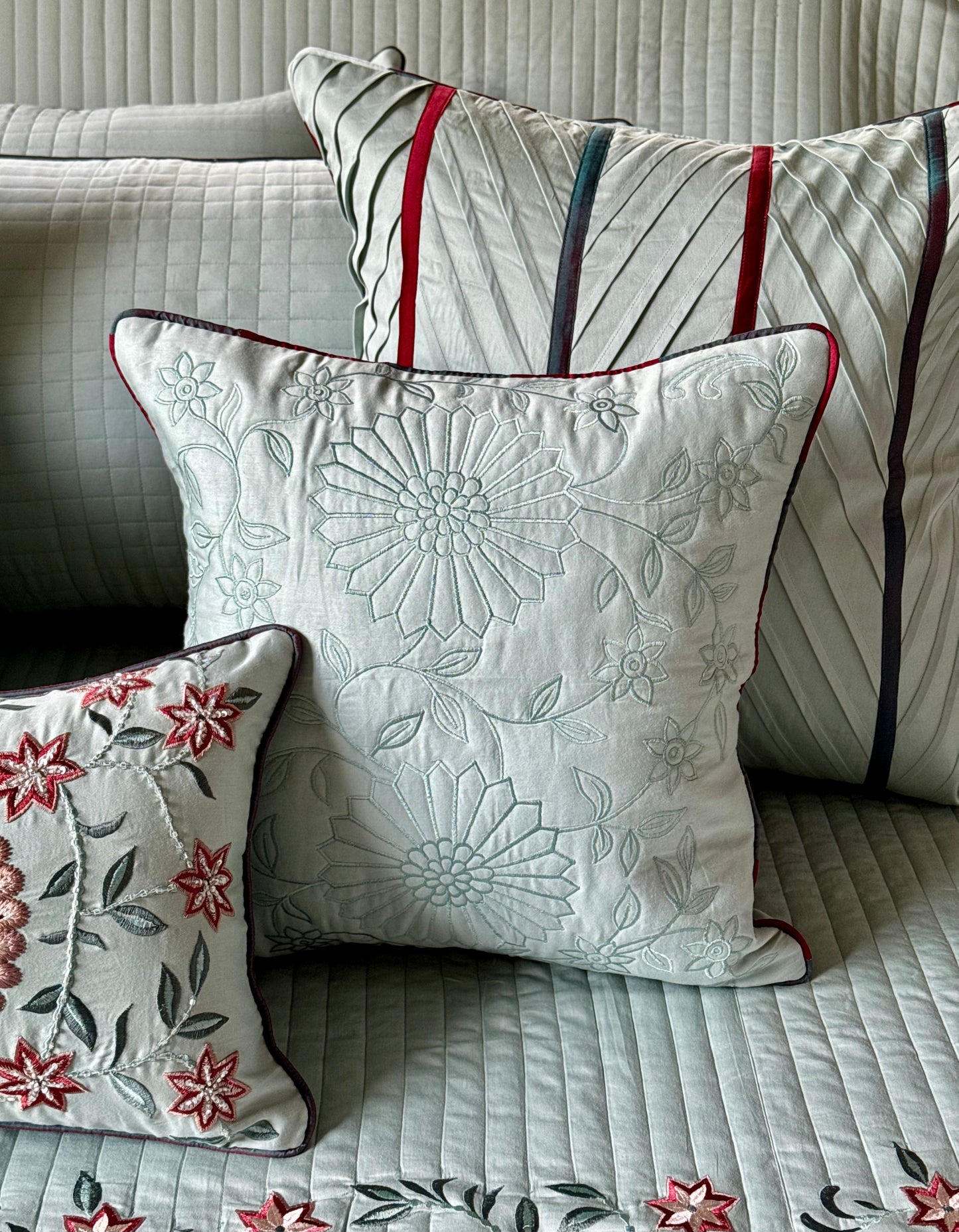The Soft Aqua Rosette Bedding Set