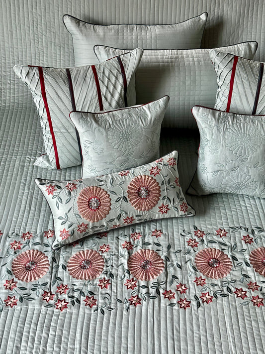 The Soft Aqua Rosette Bedding Set
