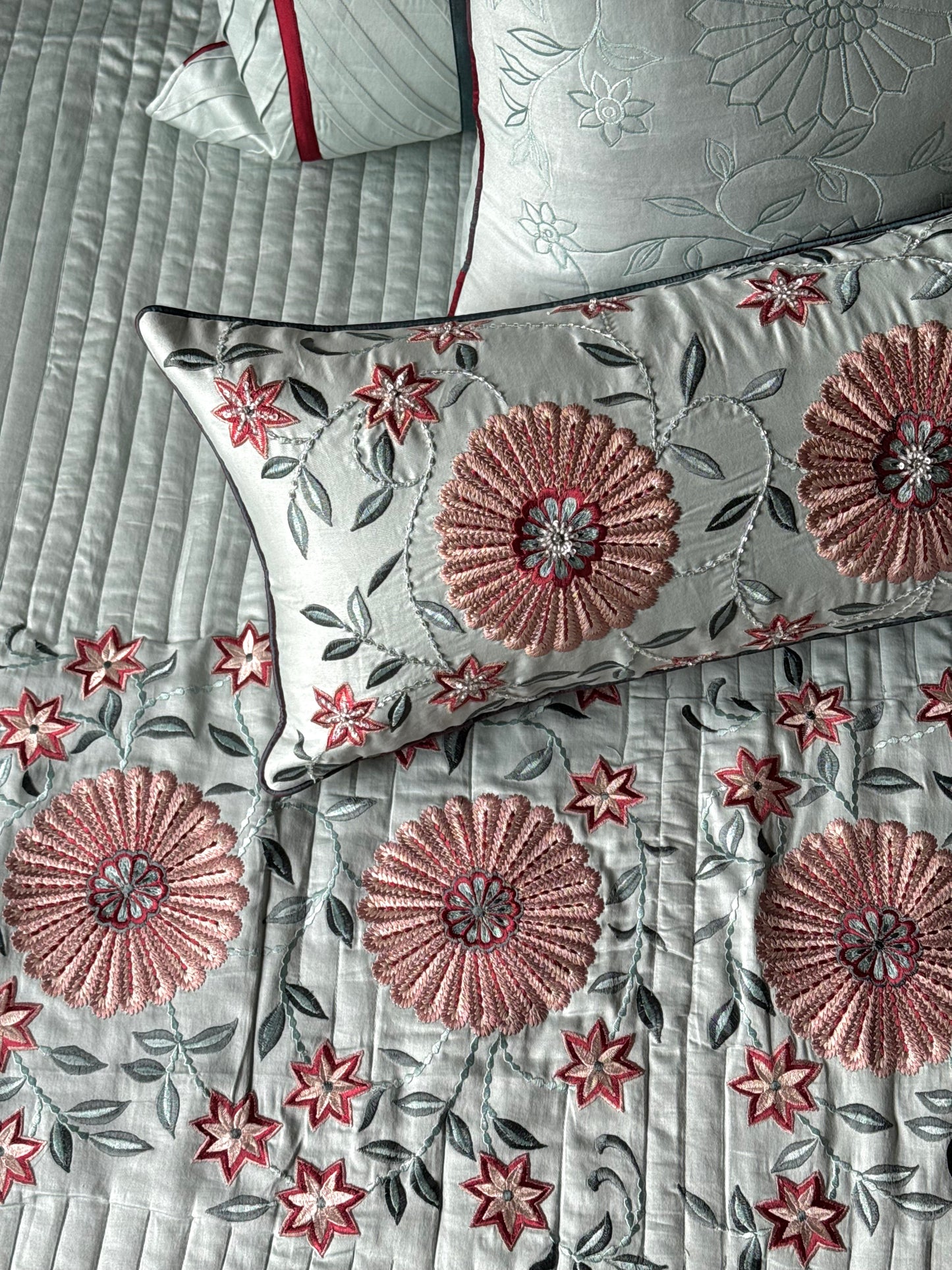 The Soft Aqua Rosette Bedding Set