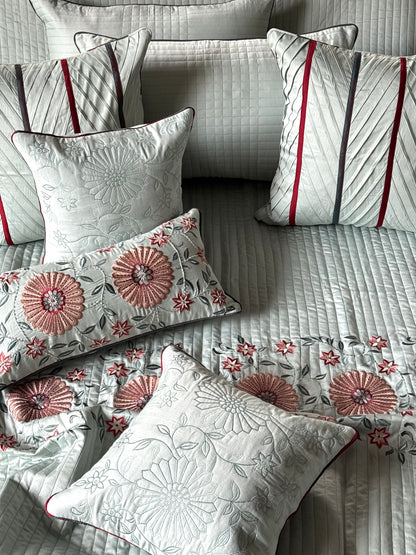 The Soft Aqua Rosette Bedding Set
