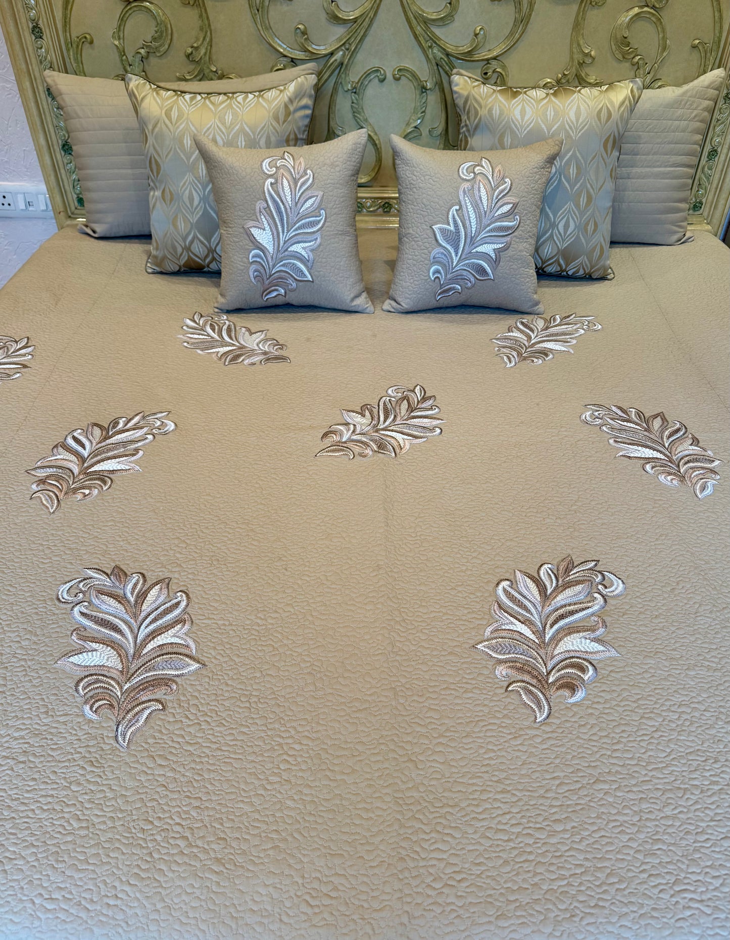 The Beige Serena Cotton Bedding Set