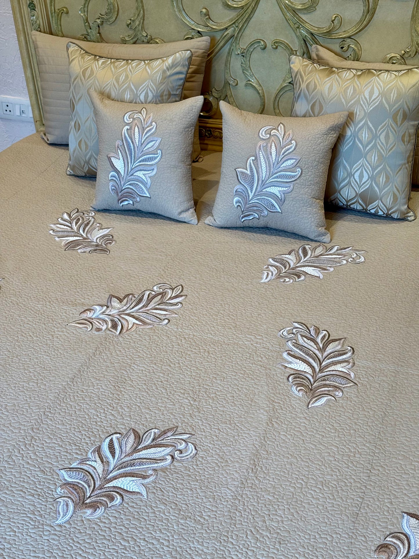 The Beige Serena Cotton Bedding Set