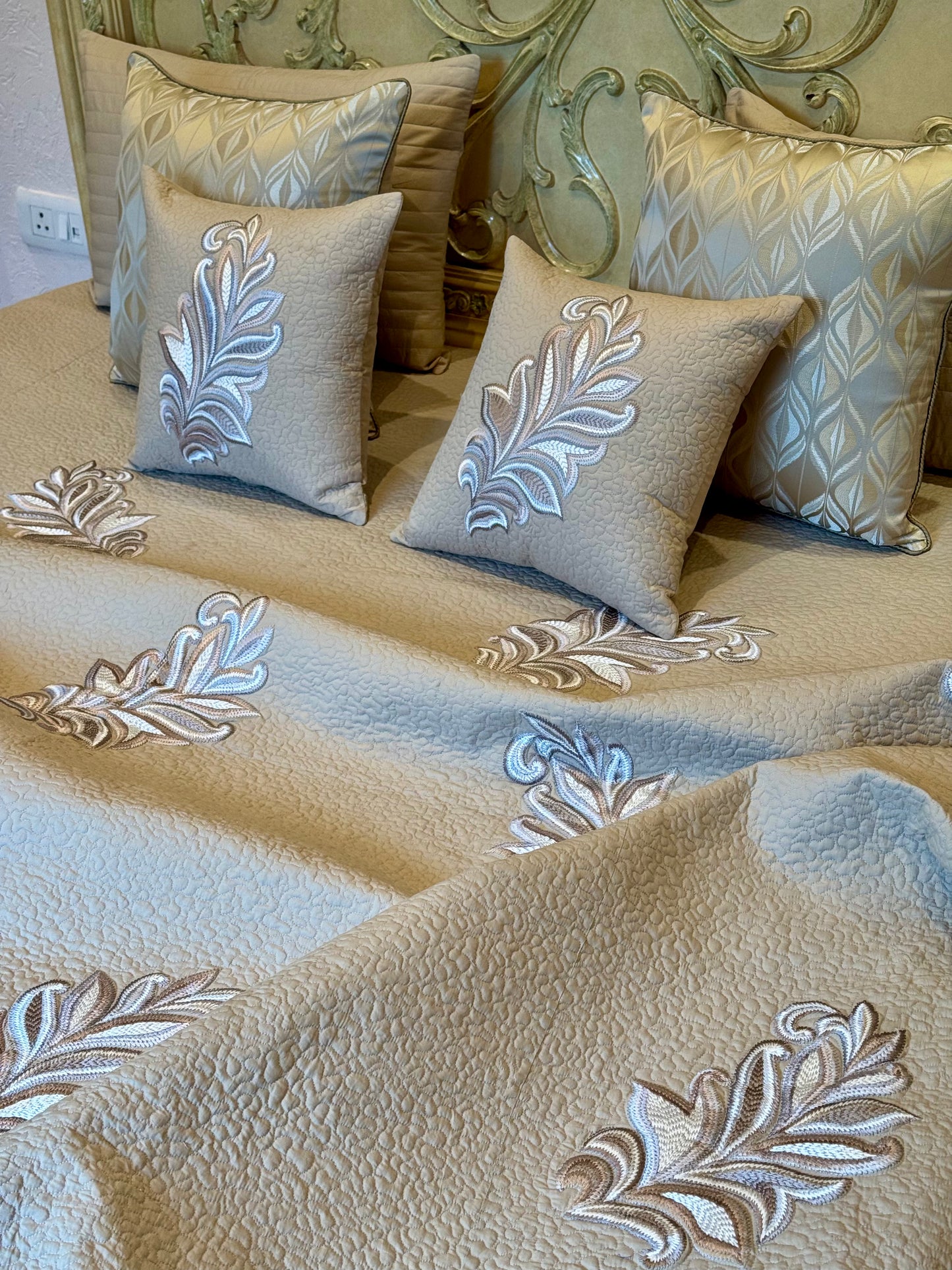 The Beige Serena Cotton Bedding Set