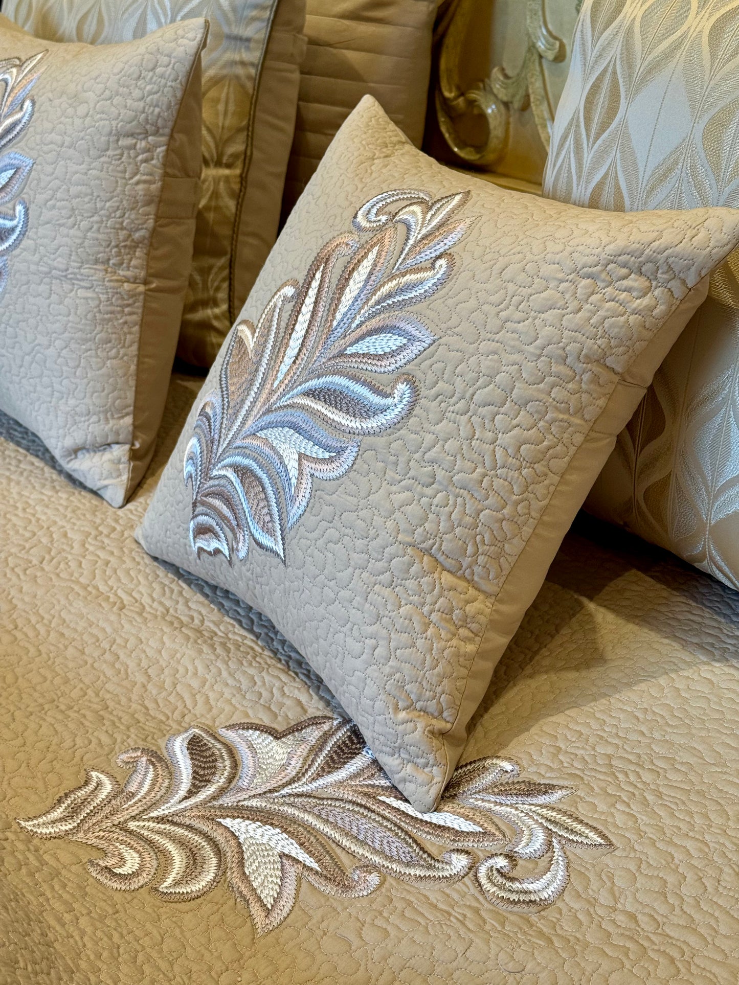 The Beige Serena Cotton Bedding Set
