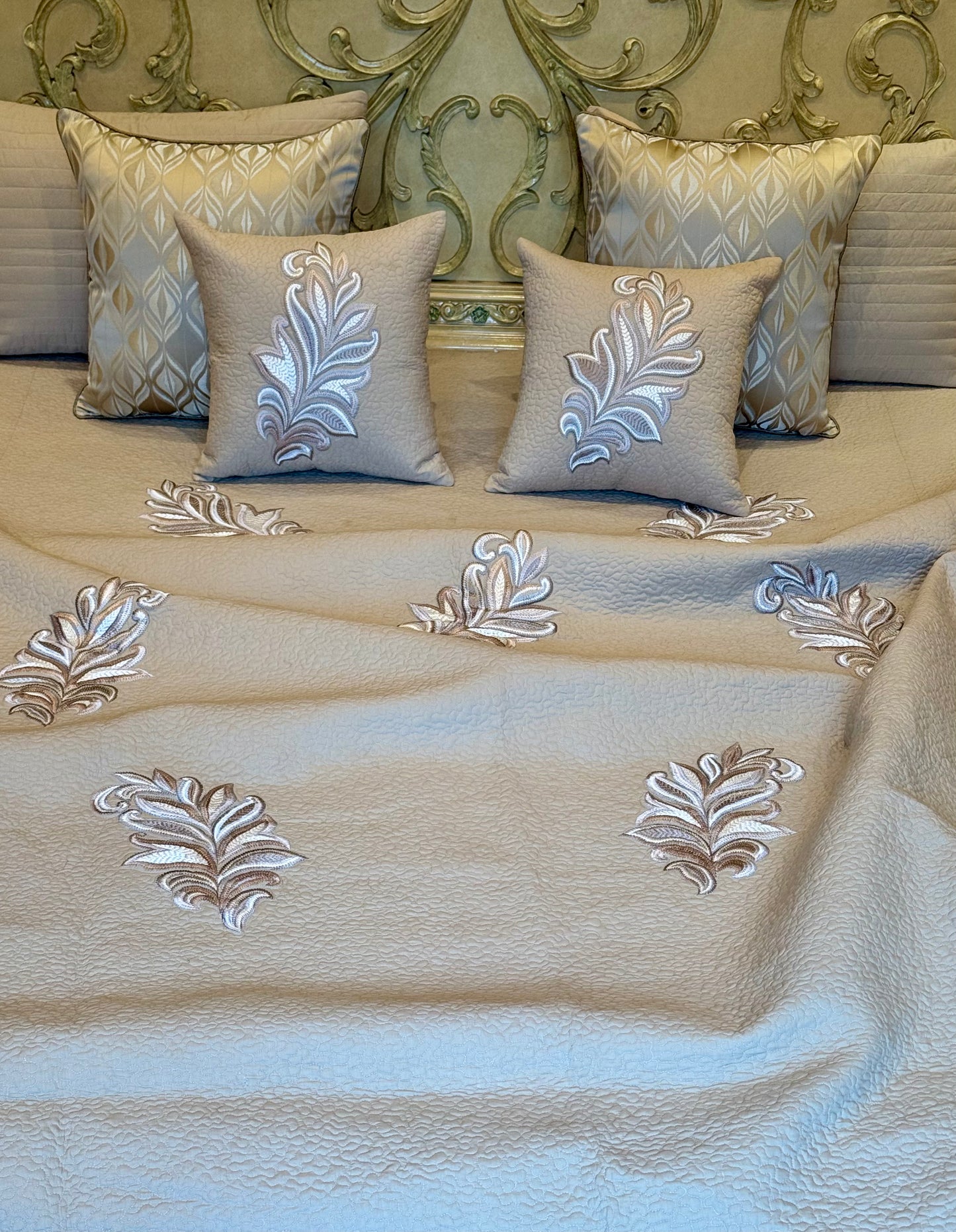 The Beige Serena Cotton Bedding Set