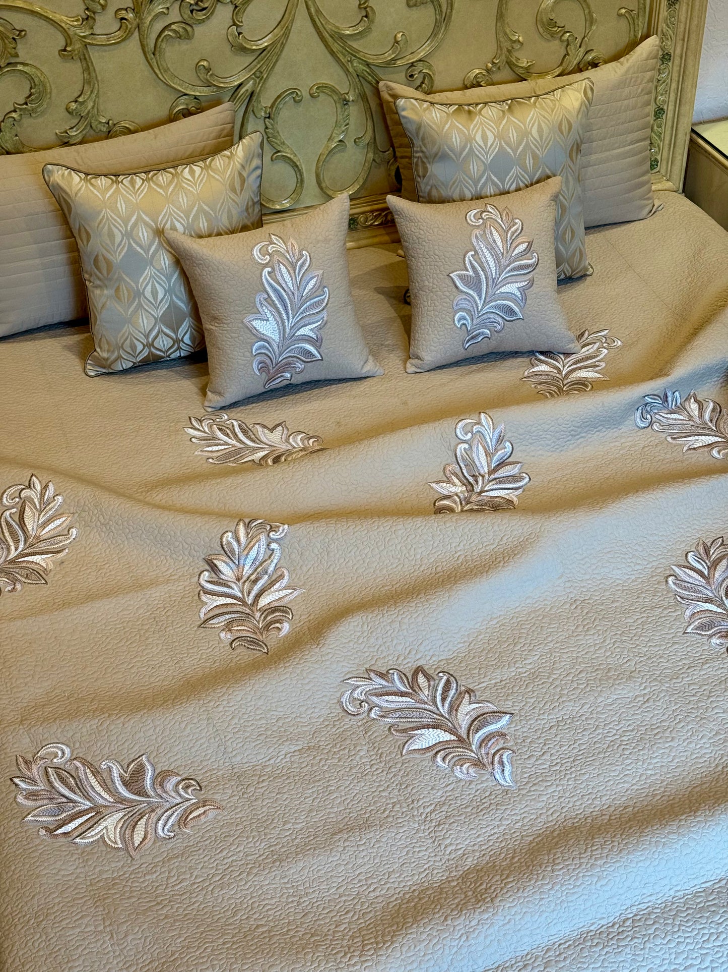 The Beige Serena Cotton Bedding Set