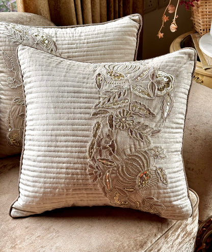 The Beige Orchid Cushion Cover