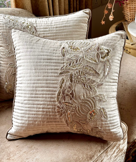 The Beige Orchid Cushion Cover