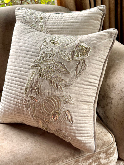 The Beige Orchid Cushion Cover