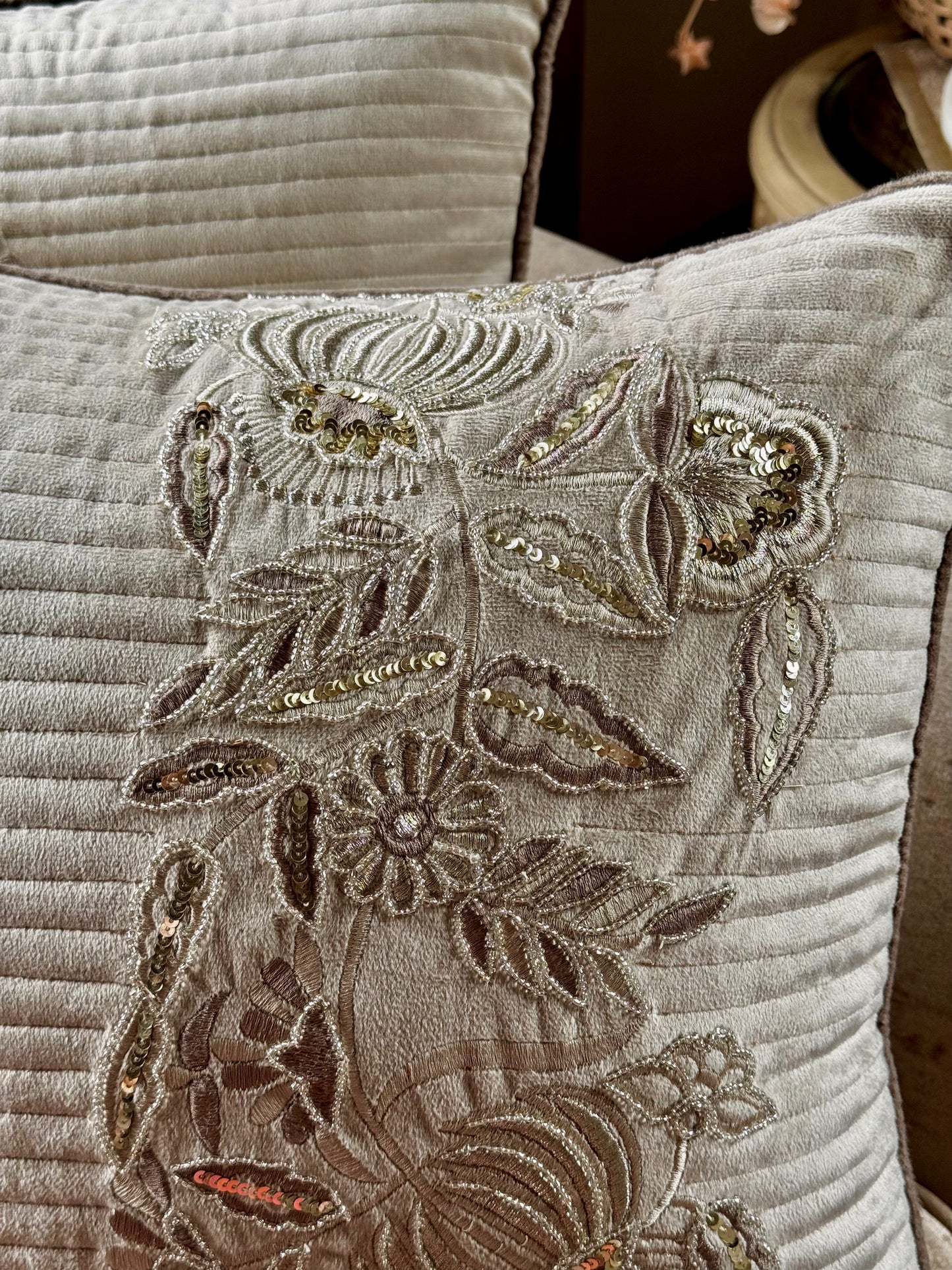 The Beige Orchid Cushion Cover