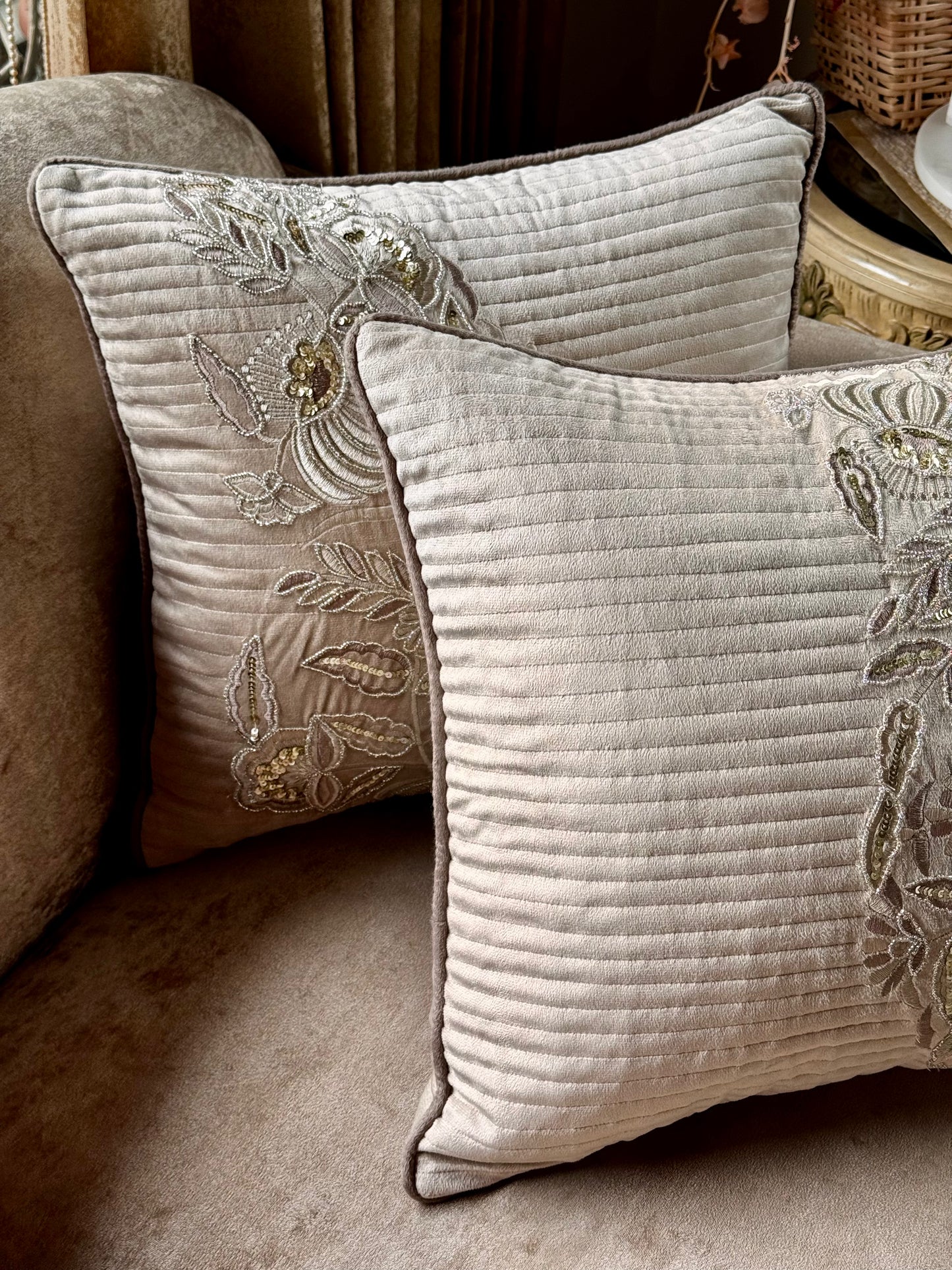 The Beige Orchid Cushion Cover