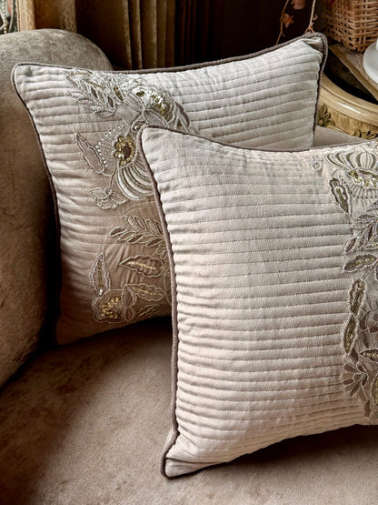 The Beige Orchid Cushion Cover