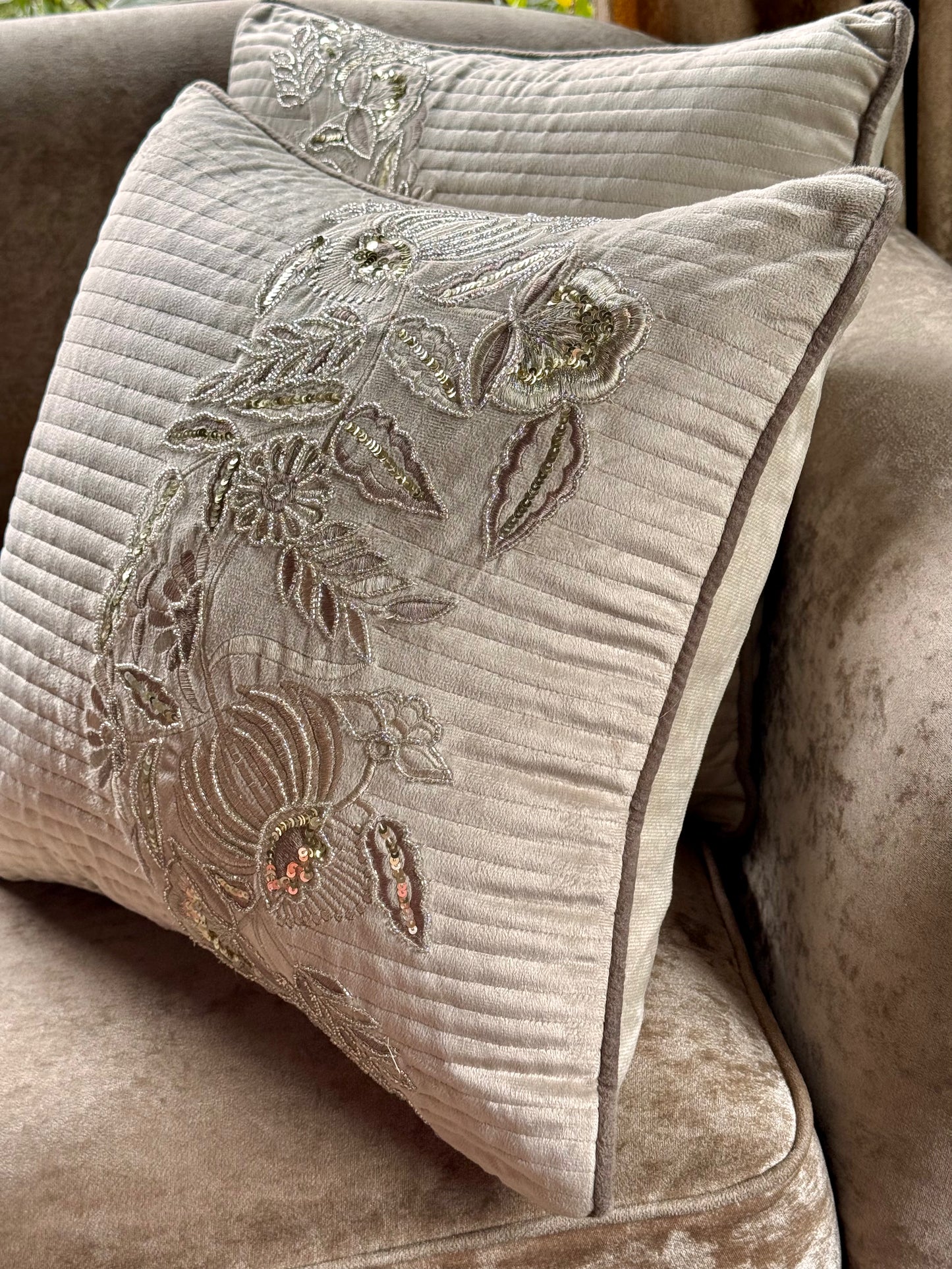 The Beige Orchid Cushion Cover