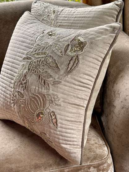 The Beige Orchid Cushion Cover