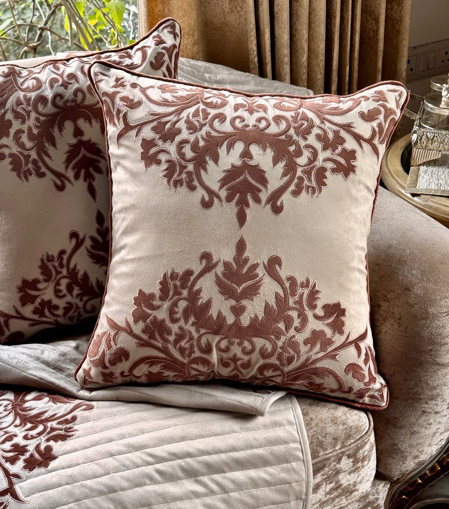 The Jannat Applique Work Cushion Cover